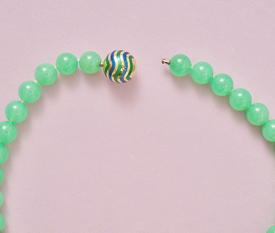 chrysopraas collier met een gouden slot - Afbeelding 3