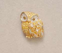 diamond owl brooch