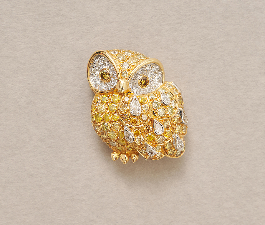 diamond owl brooch