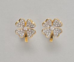 gold and diamond clover earrings