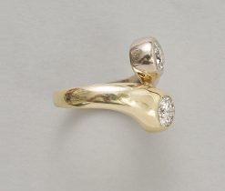 gouden toi et moi ring met diamant - Afbeelding 2