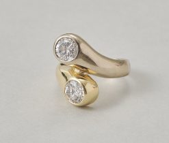 gouden toi et moi ring met diamant - Afbeelding 4
