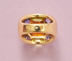 gouden ring met citrien, peridot en ioliet - Afbeelding 3
