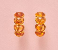 gold and citrine heart earrings