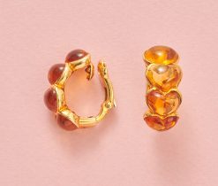 gold and citrine heart earrings