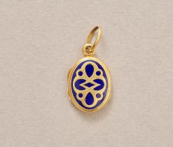 gouden medaillon met blauw email - Afbeelding 3
