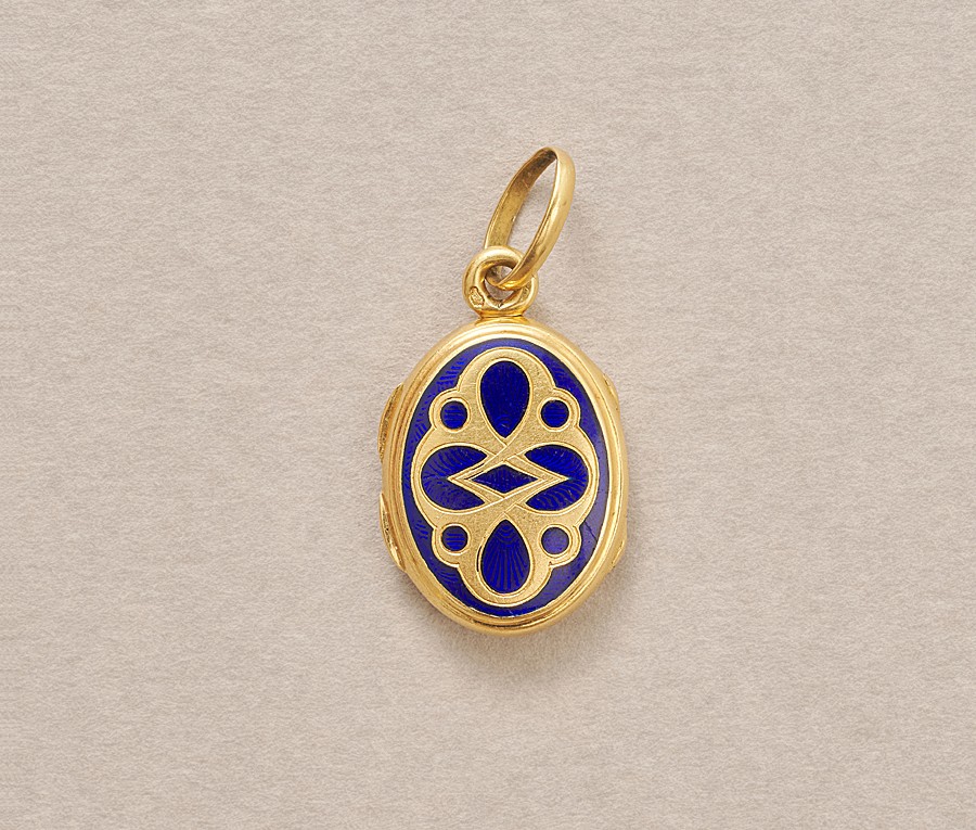 gouden medaillon met blauw email - Afbeelding 3
