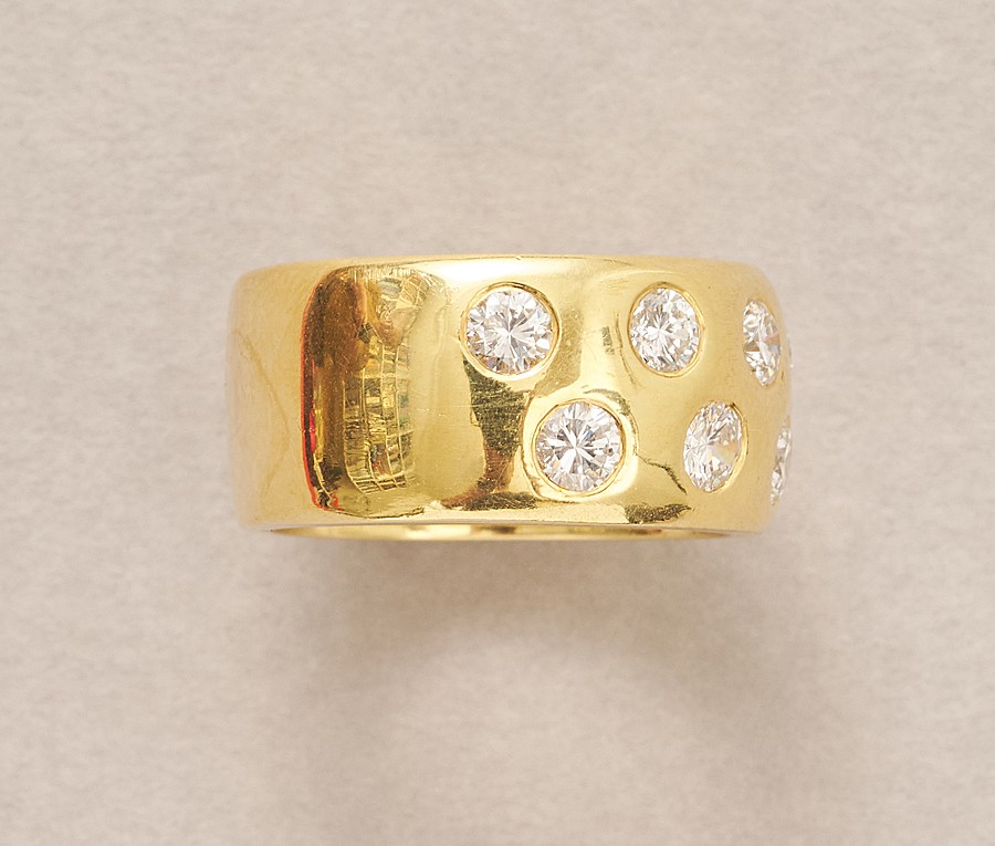 gouden band ring met diamant - Afbeelding 2