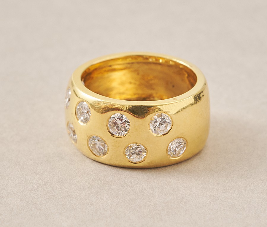 gouden band ring met diamant - Afbeelding 4
