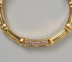 gouden bamboe armband met diamant - Afbeelding 3
