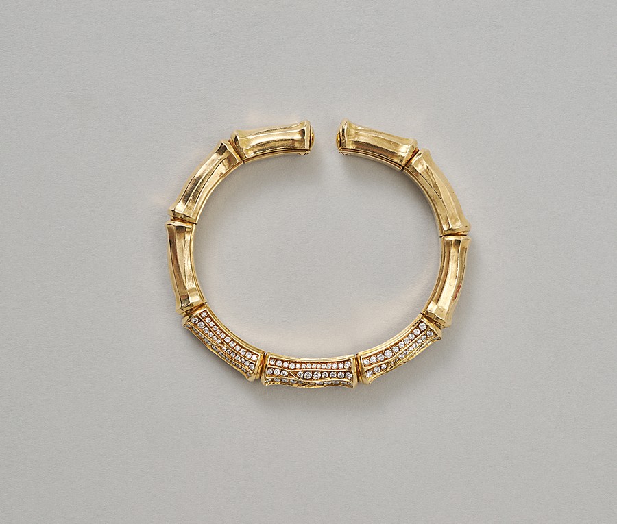 gouden bamboe armband met diamant