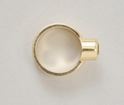 A 14-karat gold band ring with a round faceted citrine on the side, signed: Hans Appenzeller. Weight: 11.6 g Ring size: 17–17.25 mm / 6 1/2–6 3/4 US. Width: 8 mm