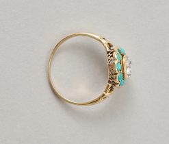 rose cut diamond and turquoise Victorian ring