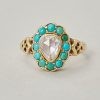 rose cut diamond and turquoise Victorian ring