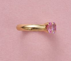 gouden rij ring met saffier - Afbeelding 2