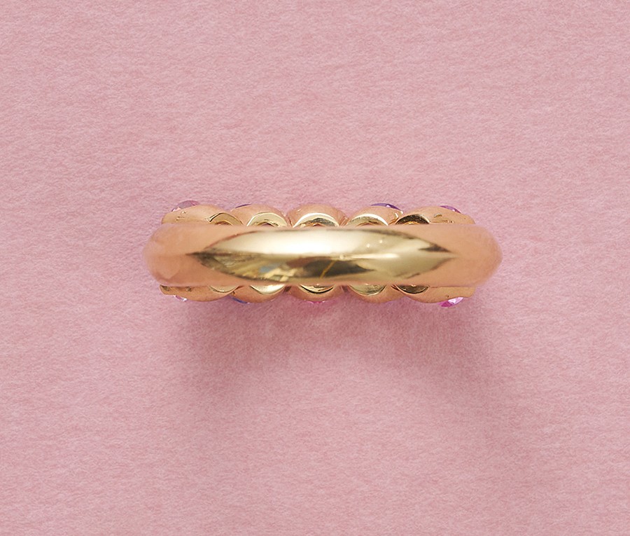 gouden rij ring met saffier - Afbeelding 3