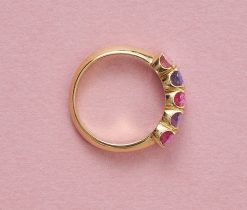 gouden rij ring met saffier - Afbeelding 4