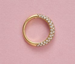 gouden band ring met diamant - Afbeelding 4