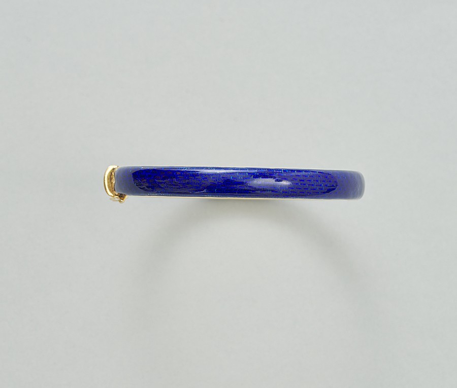 gold bangle with blue enamel