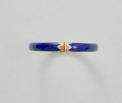 gold bangle with blue enamel - Image 2