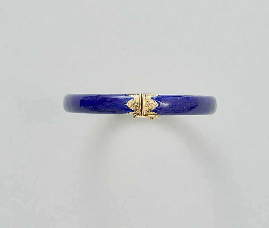 gold bangle with blue enamel - Image 2