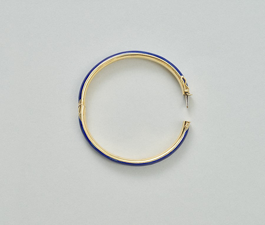 gold bangle with blue enamel - Image 3
