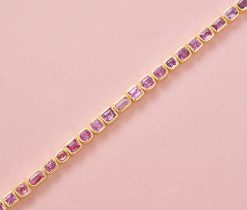 gouden armband met roze saffier - Afbeelding 2