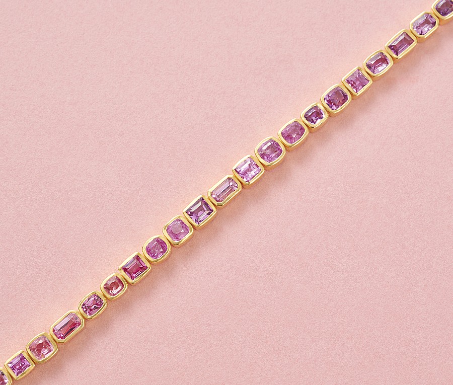 gouden armband met roze saffier - Afbeelding 2