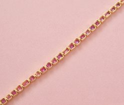 gouden armband met roze saffier - Afbeelding 3