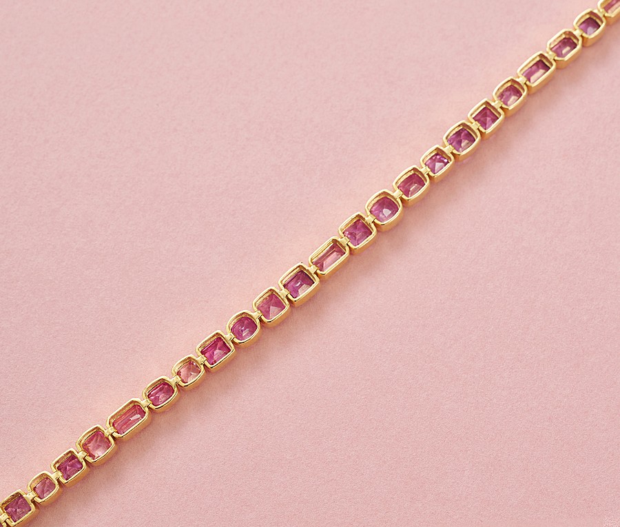 gouden armband met roze saffier - Afbeelding 3