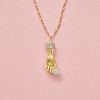 gold and diamond hand charm and chain