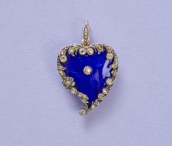 gouden hart hanger met diamant en email