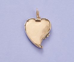 gouden hart hanger met diamant en email - Afbeelding 2