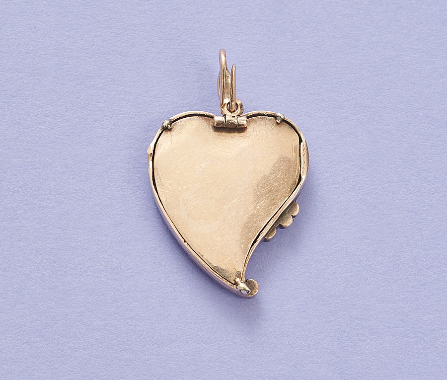 gouden hart hanger met diamant en email - Afbeelding 2